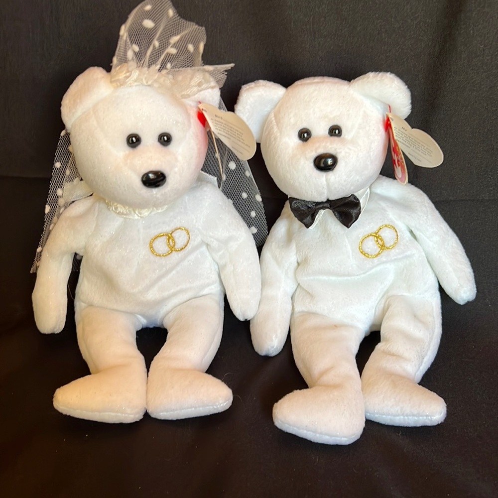 Vintage Ty Bride and Groom Beanie Babies